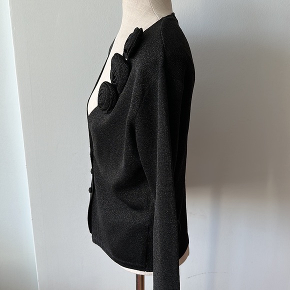 Black flower bud lined sparkling cardigan - Picture 5 of 8